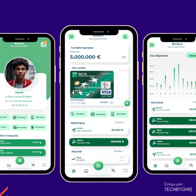 Techbyghis UI Design Mobile banking app for BICIS