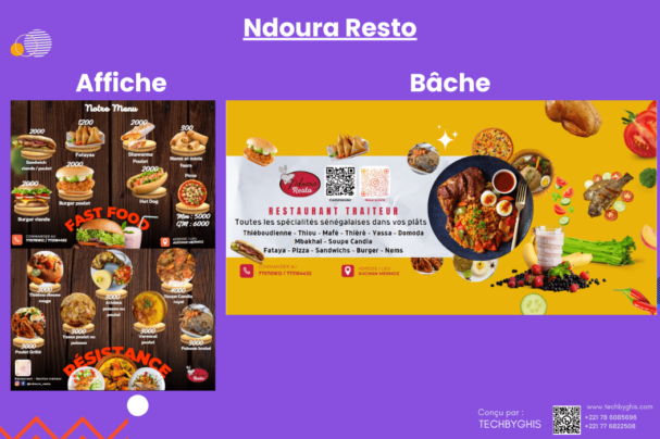 bache et affiche pour Ndour resto from Techbyghis